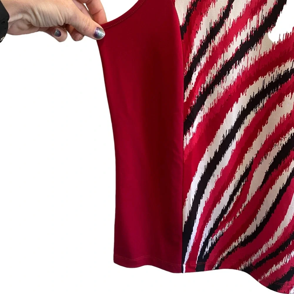 Bob Mackie Wearable Art NWT Red Sleeveless Blouse Medium - Picture 4 of 12